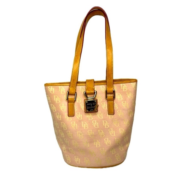 Dooney & Bourke Pink Classic Signature Monogram North South Bucket Bag - Picture 1 of 14